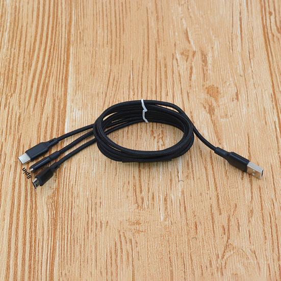 Charging Cable Three-in-One Fast Charge Nylon Braided 2A 8Pin Type-C Micro USB Charging Cord Mobile Phone Wire for Home