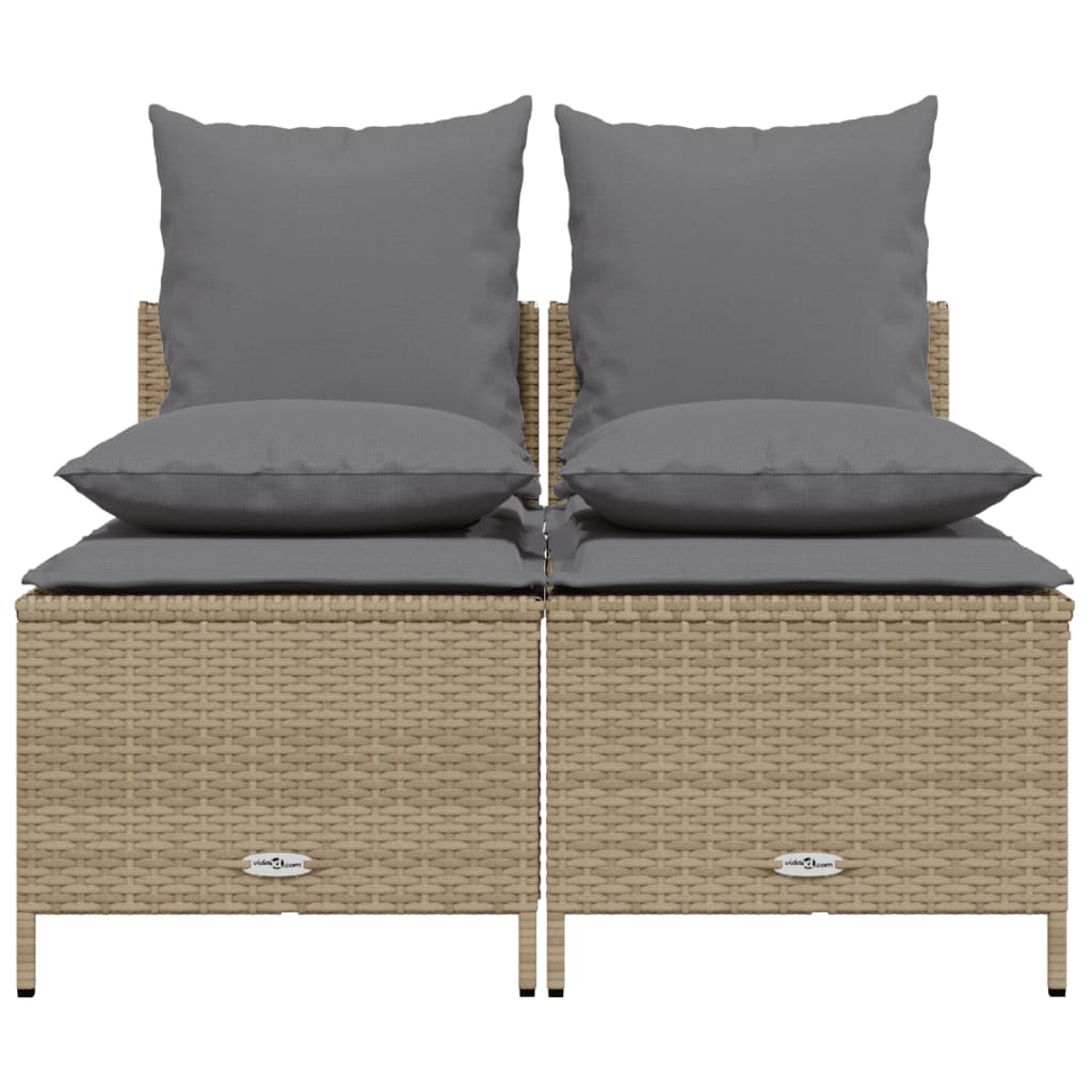 4 Piece Beige Poly Rattan Garden Sofa Set with Cushions