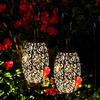 2 Pack Solar Light Outdoor Hanging Solar Lantern Garden Outdoor with Handle Retro Metal Waterproof Patio Yard Pathway Decorative Gift Bronze