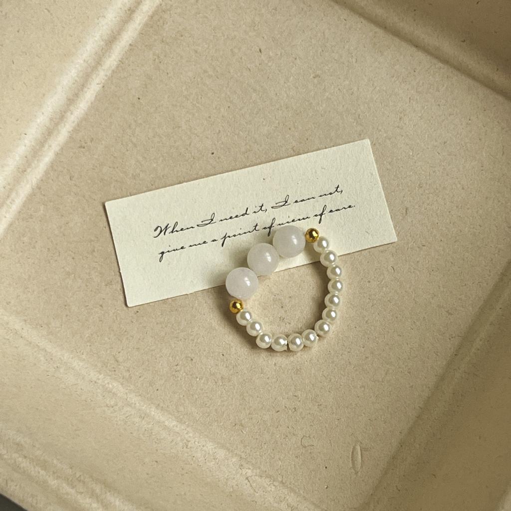 Color crystal beaded ring  niche design sense high-end finger ring light luxury temperament all-match ring accessories