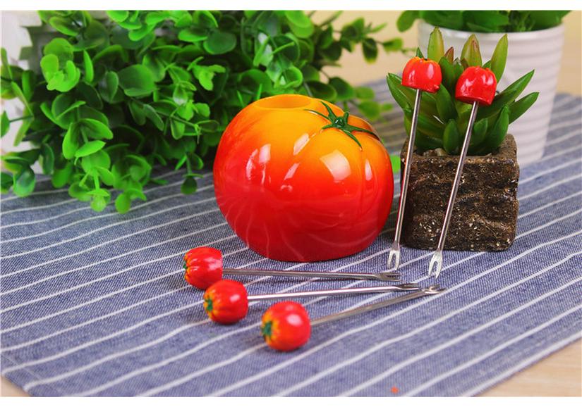 Creative Heart-Shaped Fruit Skewer Set - Stainless Steel Forks for Restaurants & Gifts