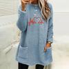 2023 Autumn/Winter Women's Loose Heart Print Double-sided Fleece Sweatshirt with Pockets