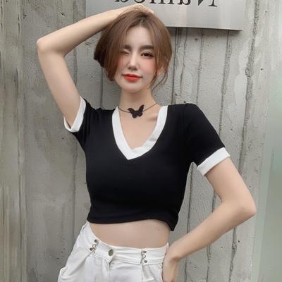 Women's Slim Fit V-Neck Short Sleeves Women's Short Sleeves Comfortable Breathable Cotton Slim Short Sleeves Women's Casual Short Sleeves