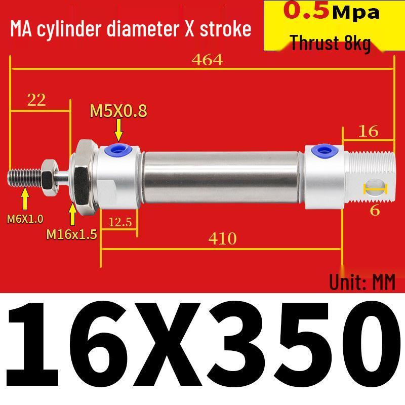 Corrosion Resistant Stainless Steel Pneumatic Cylinder 16-40mm/50-150mm