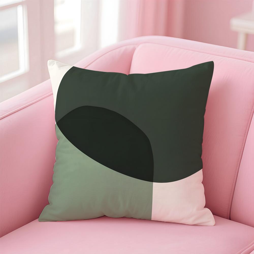 Simple And Stylish Green Geometry Cushion Cover Pillow Case Soft Friendly Fabric & Concealed Zipper