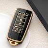 For Acura Key Fob Cover with Engine Hold Remote Start 5 Button Car Key Case Protector for Acura MDX RDX RLX TLX Black Gold Accessories 2017 2018