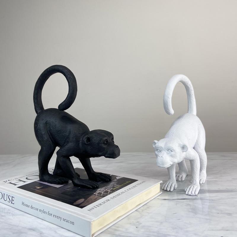 Milan Monkey Black and White Monkey Ornaments Crafts Creative Home Living Room Decorations Animal Monkey Ornaments
