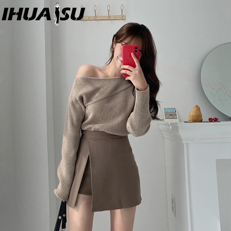 IHUASU Women's Fashion Casual Solid Color Print Summer Spring Skirt