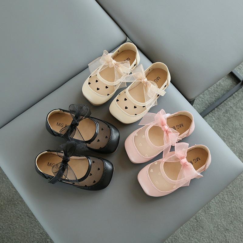 Girls' Little Leather Shoes Spring New kids Shoe Soft soled Anti slip Girl Shoe Butterfly Knot Girl Single Shoe Princess Shoes