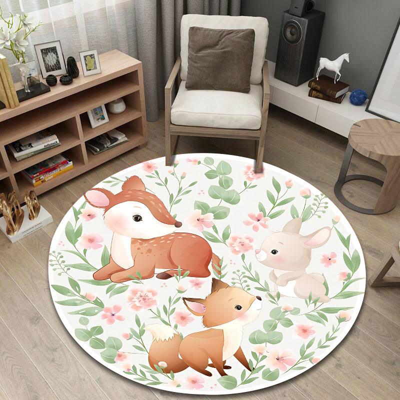 Luxury Round Gothic Multicolor Floor Rug, Non-Slip Floor Mat for Hallway