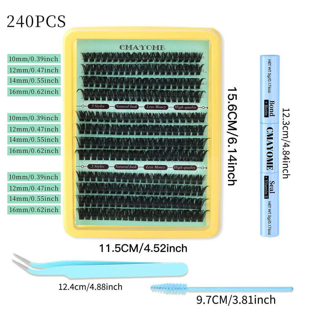 Mixed Pack Thick Curl Hot Melt Stem False Eyelashes - Cross-border DIY Large Capacity 60D/80D Segmented Single Cluster Design