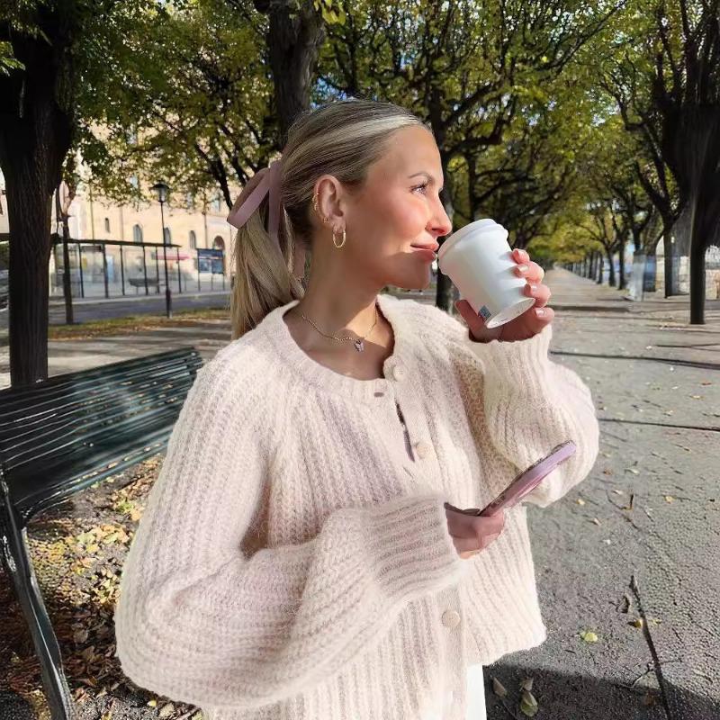 Knitwear, loose lazy wind solid color long-sleeved cardigan, sweater women