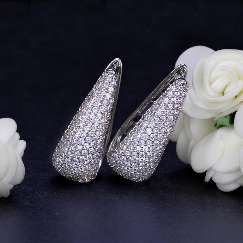 Noble And Elegant Zircon Earrings, Trendy, Inlaid Zircon Earrings, Ear Buckles Jewelry.
