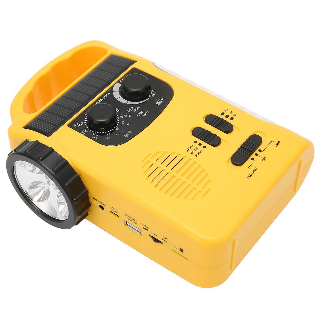 Radio Solar de Manivela AM FM SW Radio de Emergencia con Linterna LED Luz de Lectura Reproductor de MP3 para