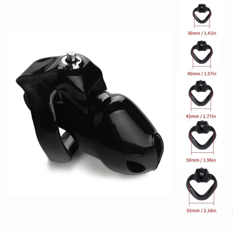 2025 New HT-V5 Chastity Cage Set with 36/40/45/50/55mm Size Penis Rings for Men Bondage Training Device Cock Lock Fetish Sex Toy