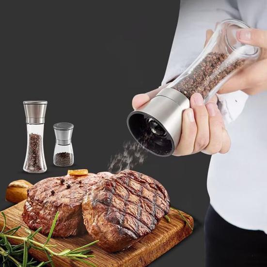 1/2Pcs Pepper Grinder Visible Transparent Glass Ceramic Core Manual Grinder