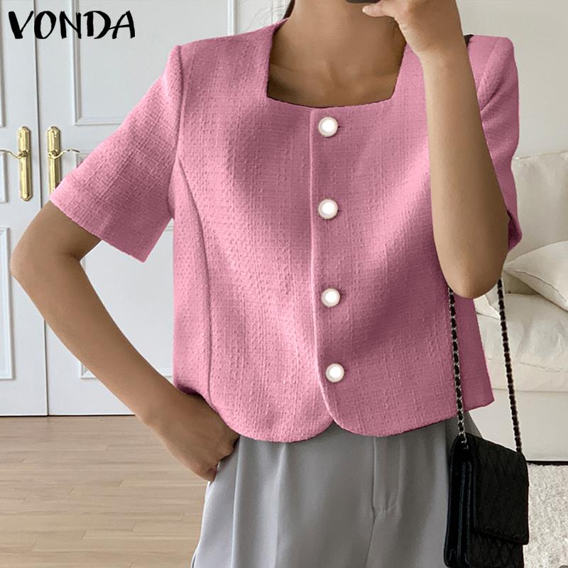 

Летние женские топы VONDA с ​​короткими рукавами и квадратным воротником H-Line