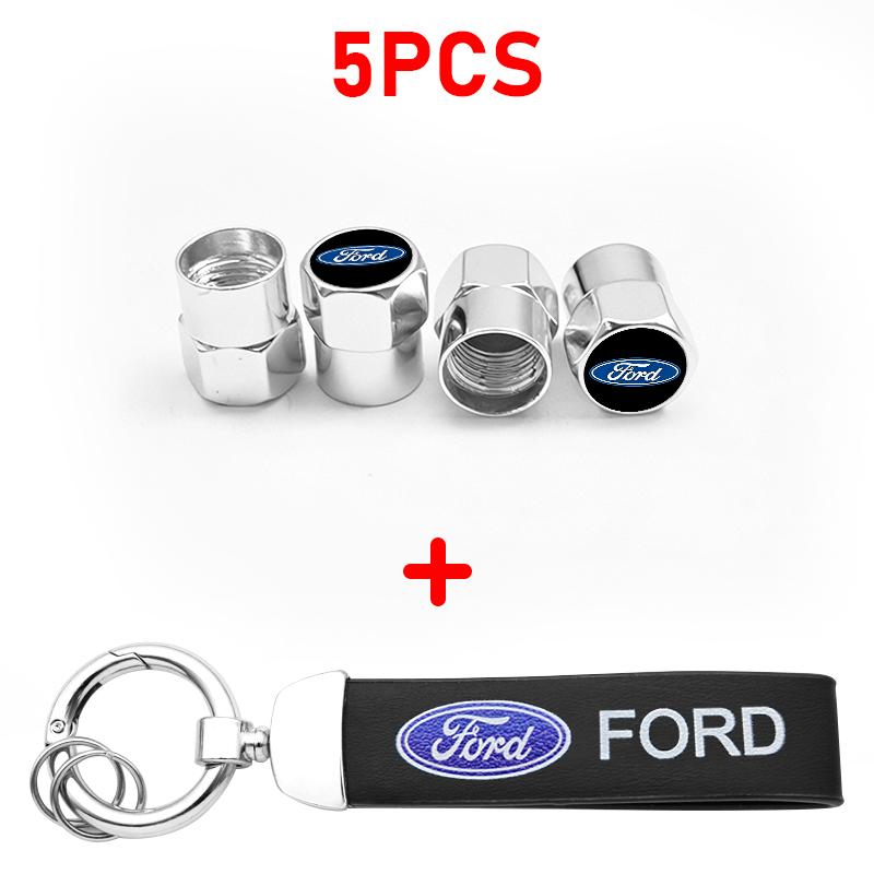 Car Tire Wheel Valve Caps Cover Suede Auto Key Chain Ring Keychain For Ford Escape Edge Mondeo Taurus Fusion Mustang Accessories BR9