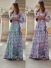 Europäisches & Amerikanisches Damen 2026 Frühling Bohemian V-Ausschnitt Floral Maxikleid