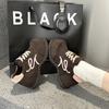Autumn 6.5CM thick-soled half-drag increases the height of European products, personalized fashion, big head shoes, single shoes for women