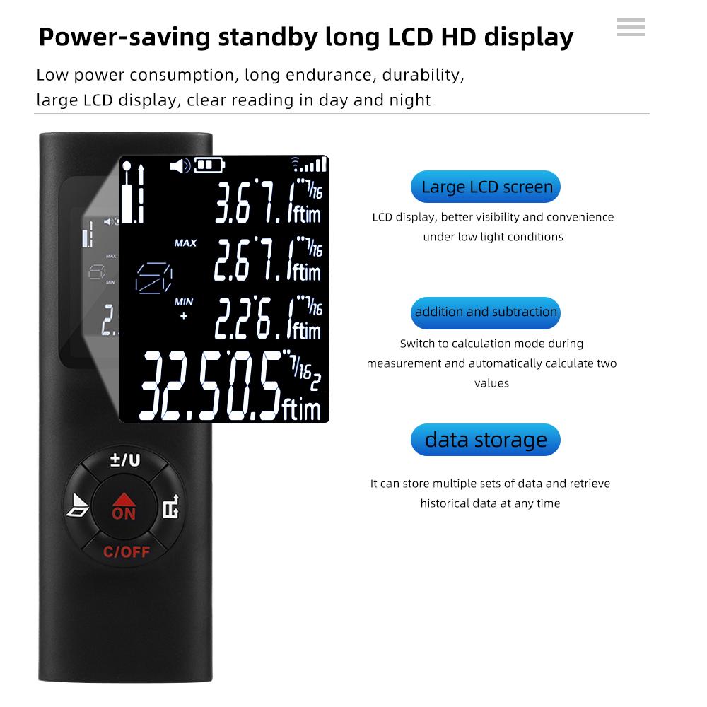 40M Laser Distance Meter Portable Rangefinder USB Charging Laser Trena Measure Tools Digital Rangefinder With Angle Measure