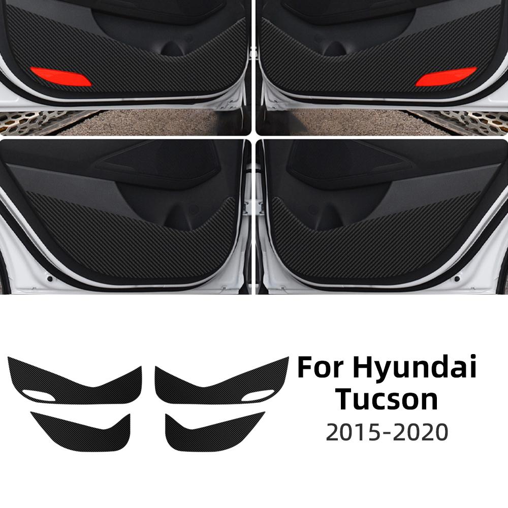 Door Anti-kick Pad For Hyundai Tucson MK3 2015 2016 2017 2018   LHD RHD Car Leather Carbon Mat Interior Trim Accessories