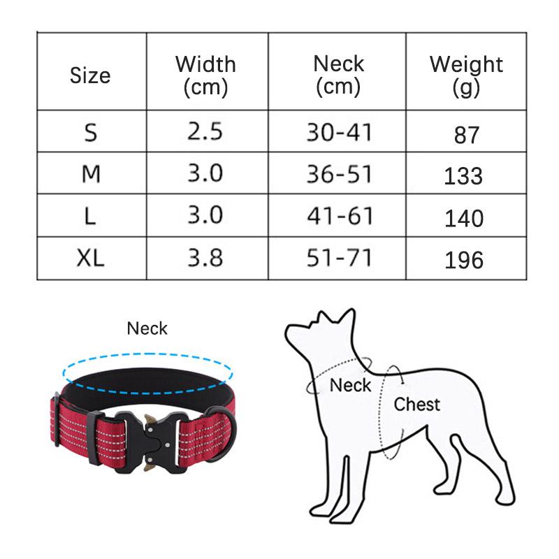 Heavy Duty Tactical Dog Collar with Quick Release Buckle Adjustable Reflective Pet Collar for Medium Large Dogs Outdoor Training