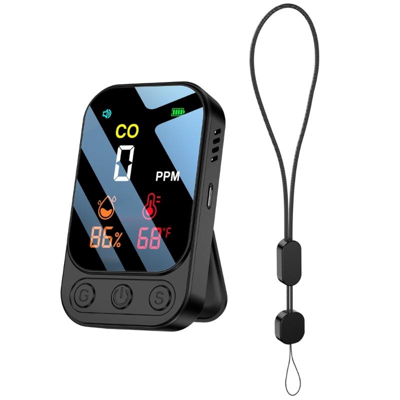 Easy Carry  Small  Carbon Monoxides Alarm with CO Temperature Humidity Detection & LED Screen ABS for Multiple Scene Use