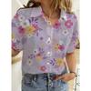 Hawaiian Womens Shirts Short Sleeve Button Floral Rose Printed Tops Casual Beach Shirts Summer New Sunflower Blouse Women's Tops