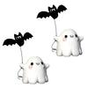 Pack Of 2 Ghostly Walking Bat Statue Resins Crafts Figurine Ornaments for Halloween Festivals Home and Garden Decoration