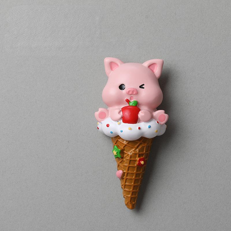 Cute Refrigerator with Magnetic Suction Stickers Refrigerator Decoration Cartoon Ins Ice Cream Animal Teddy Bear