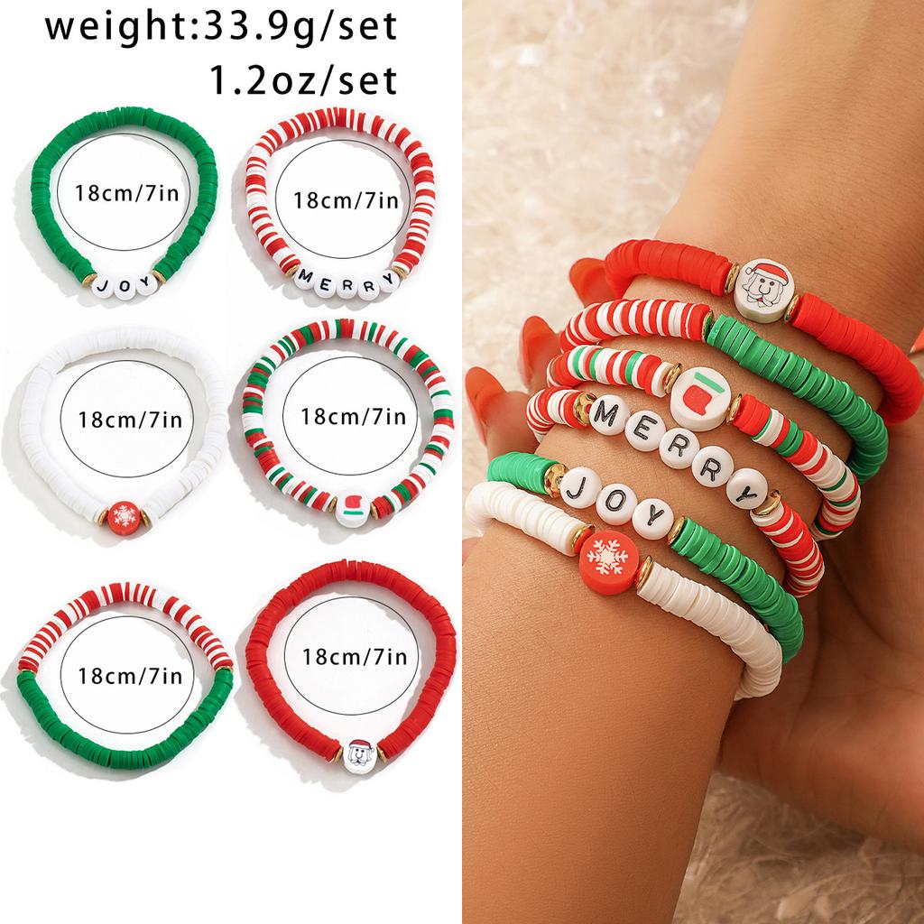 Christmas Letter Contrasting Bracelet Set, Creative Santa Gift Letter Jewelry