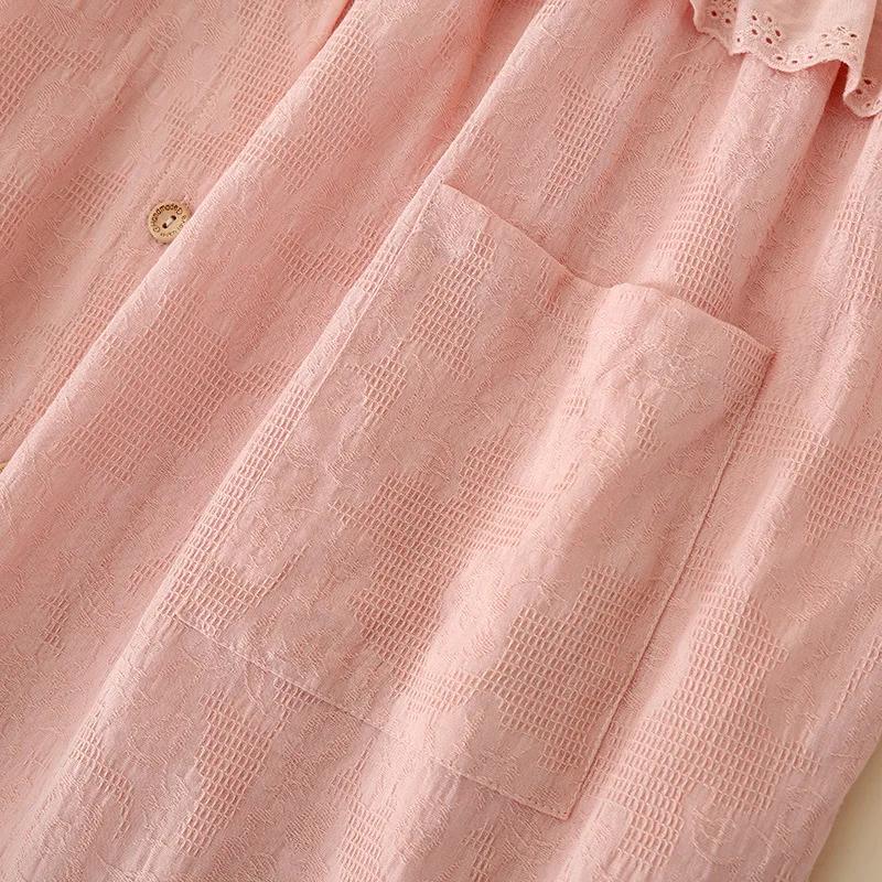 New Spring and Summer Women's Long Dress 100% Cotton Sleeping Dress Long Sleeve Loose Cute Baby Neck Home Dress Sleepwear