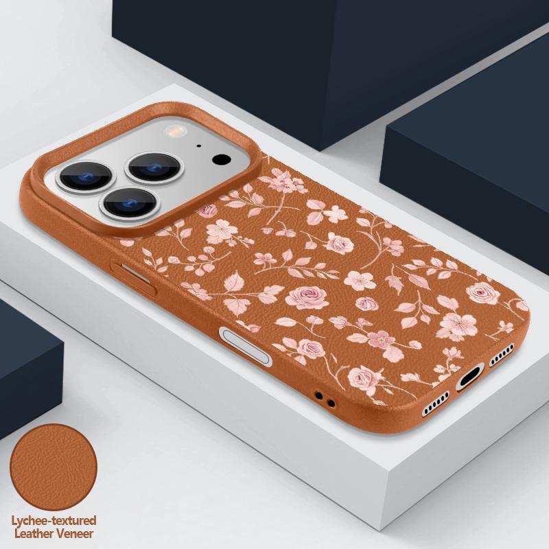 For iPhone 18 Pro Max Case White Flowers Print Leather Texture Silicone Cover For iPhone 17 16 15 14 13 Pro Max 16E 17E