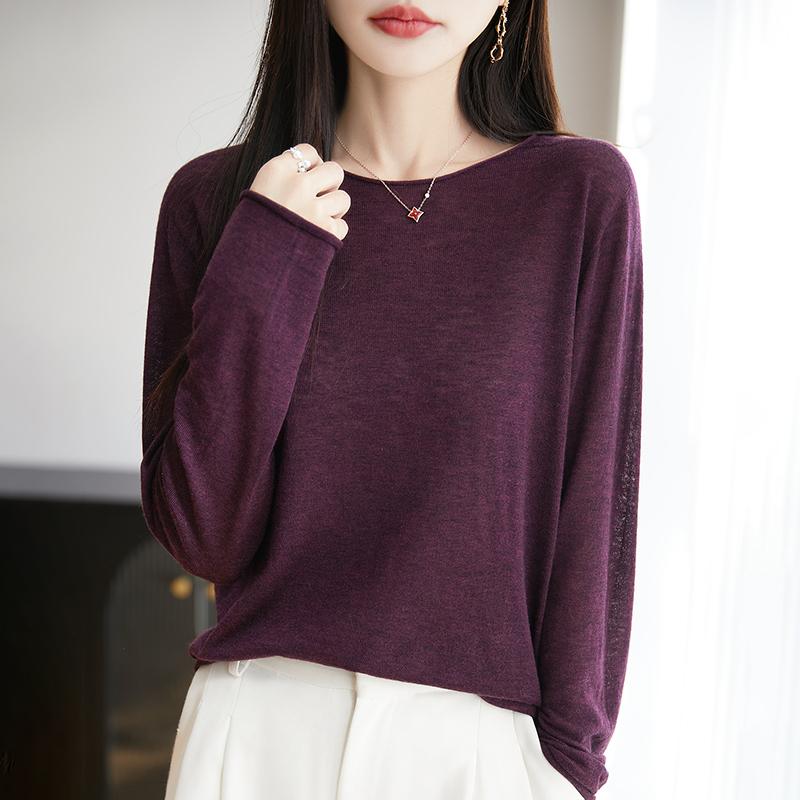 Dámský celoroční svetr z 50% vlny a 50% hedvábí | Lehký teplý pulovr z příze | Luxusní úplet z kašmírového hedvábí