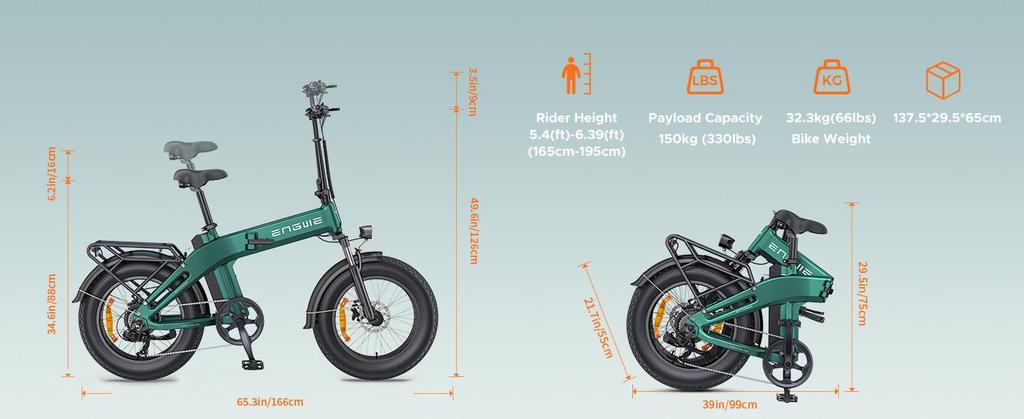 ENGWE Folding Electric Bicycle, 48V 13.5Ah Battery, Range Up To 120km, Foldable Design, All-terrain Application, EP-2 3.0 Boost