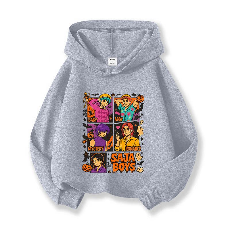Kpop Witch Hunt Girls' Hoodies, Children's Spring and Autumn Hoodies, Fashionable and Versatile Cartoon Style Printed Thin Sweatshirts