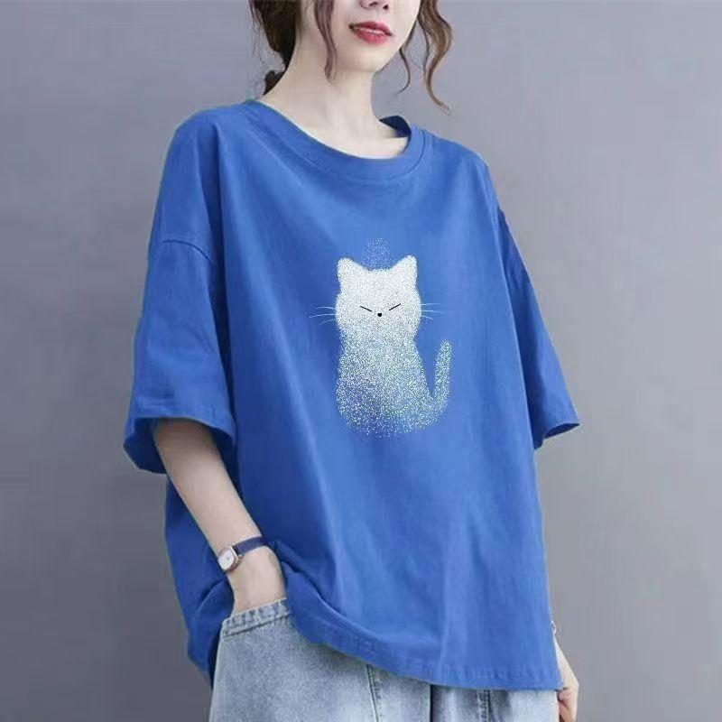 Summer Women Cotton Short-sleeved T-shirt Women Loose Tops