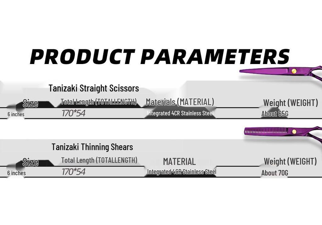 Stainless Steel Purple Professional Barber Hairdressing Scissors - Thinning & Chopping