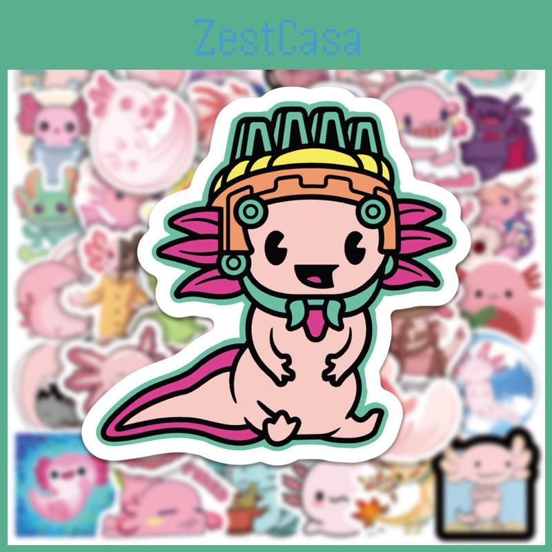 50pcs Axolotl Vinyl Stickers Removable Decal For Luggage/bike/scooter
