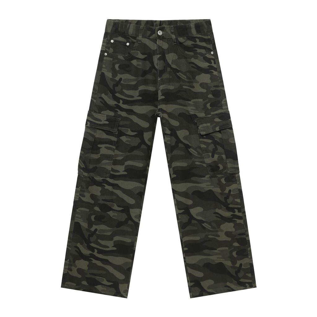 Nirben American Vibe Retro Camouflage Heren Wijde Werkjeans