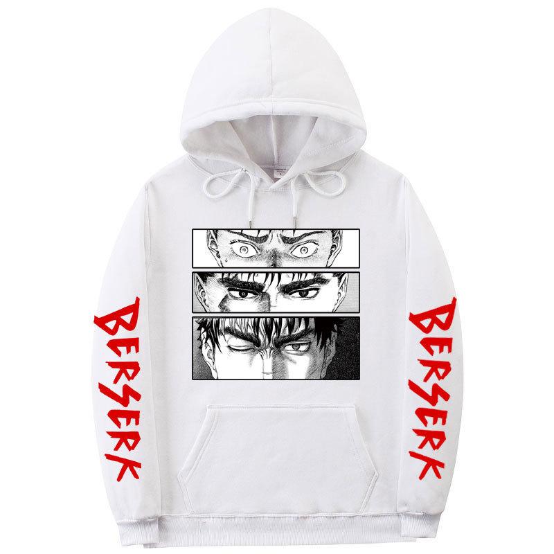 

Berserk Harajuku Anime Hoodies Mens Coats Casual Hooded Pullovers Cartoon Printed Sweatshirts Hip Hop Hoody Streetwear Sweatshirts Unisex Tops XXXXL белый
