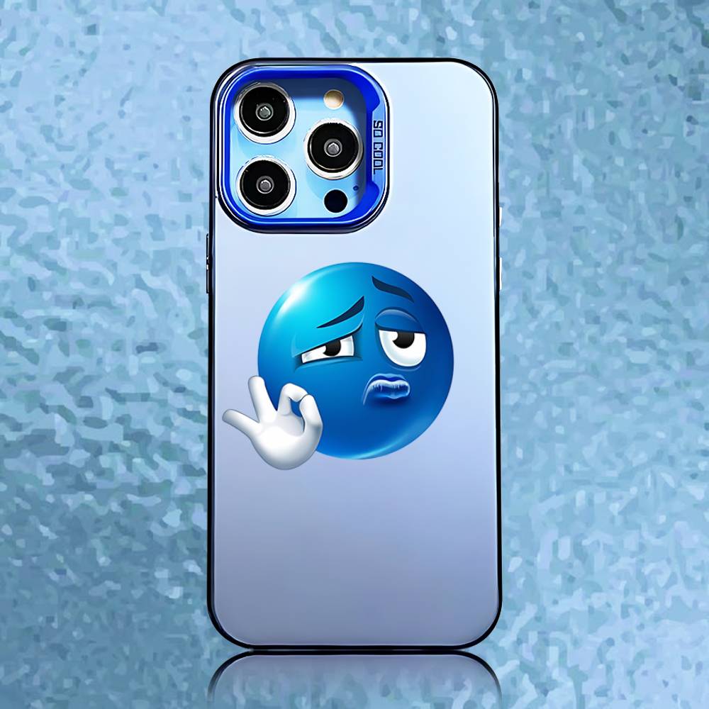 

Синий Чехол Для Телефона С Эмодзи Для iPhone 16,15,14,13,12,11,Pro,XS,Max,Plus,Mini,SE Синий Конфетный Матовый Ударопрочный Чехол iPhone16e