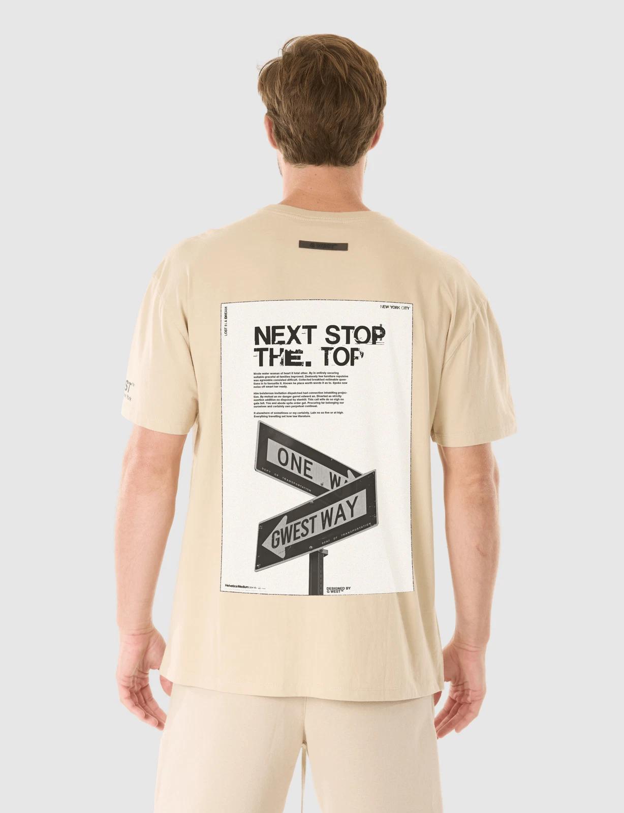 G WEST STREET SIGN T-SHIRT - OXFORD TAN S
