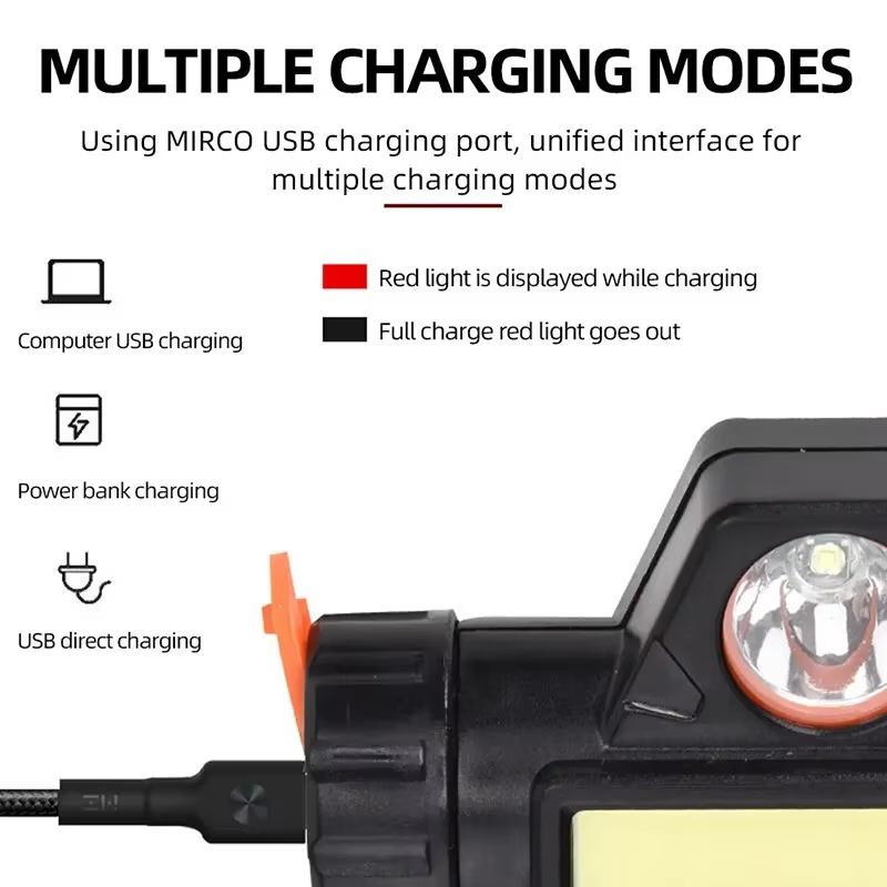 Wiederaufladbare COB LED USB Stirnlampe Stark Magnetisch Leistungsstarke Scheinwerfer Super Hell Wasserdicht Stirnlampe Für Outdoor Angeln
