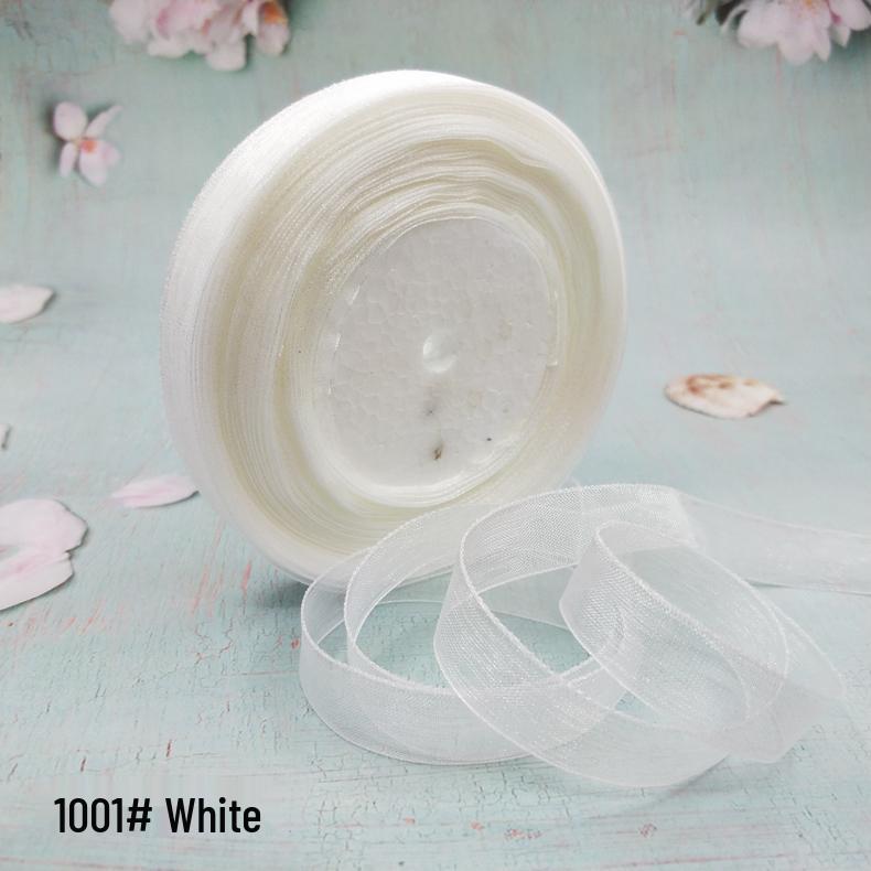 Cinta de Hilo de Nieve Transparente de 1,2 cm para Manualidades: Ganchillo, Accesorios para el Cabello, Lazos, Regalos, Empaque para Pasteles y Cajas, Cinta de Seda