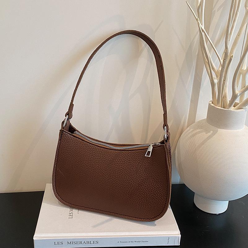 

Стильная новая однотонная повседневная сумка с высокой текстурой для поездок на работу, универсальная на плечо, ручная, подмышечная сумка для женщин