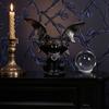 Resin Halloween Sculpture Witch Lantern, Gothic Ghoul Terrifying LED Night Light, Mysterious Accessory Waterproof Hell Reaper Spooky Tabletop Figurine