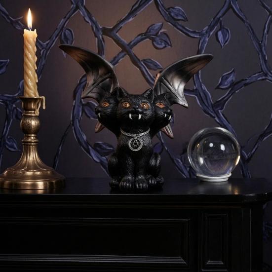 Resin Halloween Sculpture Witch Lantern, Gothic Ghoul Terrifying LED Night Light, Mysterious Accessory Waterproof Hell Reaper Spooky Tabletop Figurine