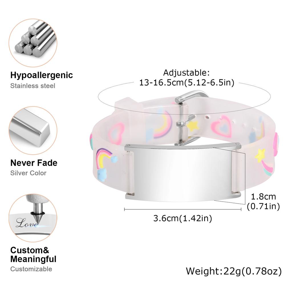 Baby Personalized ID Bracelet, Adjustable Silicone Wristband for Kids Toddler Child,in Case of Emergency Bracelets if Lost